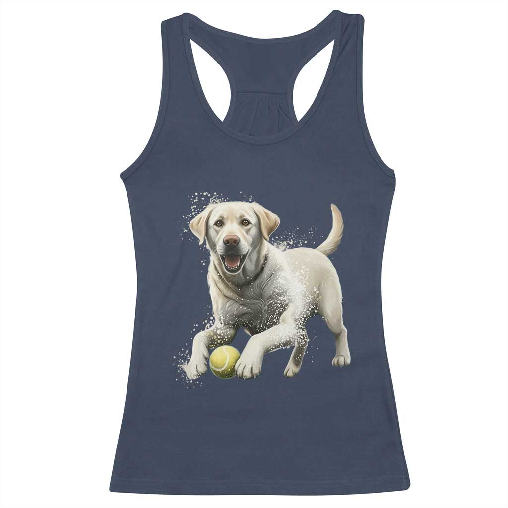 Cute Yellow Labrador Retriever With Tennis Ball Racerback Tank Top - Wonder Print Shop