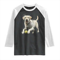 Cute Yellow Labrador Retriever With Tennis Ball Raglan Shirt - Wonder Print Shop