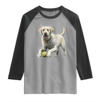 Cute Yellow Labrador Retriever With Tennis Ball Raglan Shirt - Wonder Print Shop