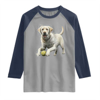Cute Yellow Labrador Retriever With Tennis Ball Raglan Shirt - Wonder Print Shop