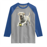 Cute Yellow Labrador Retriever With Tennis Ball Raglan Shirt - Wonder Print Shop