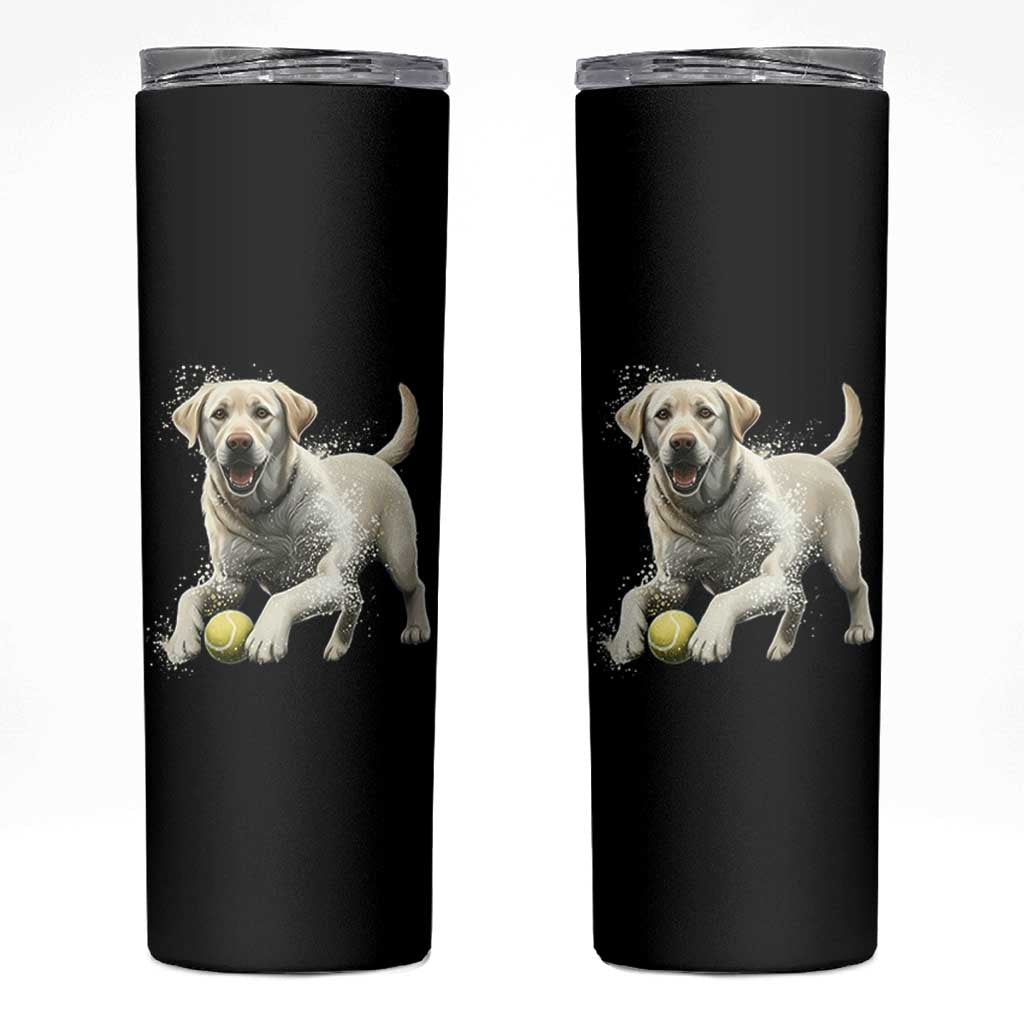 Cute Yellow Labrador Retriever With Tennis Ball Skinny Tumbler - Wonder Print Shop