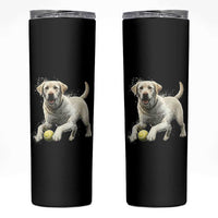 Cute Yellow Labrador Retriever With Tennis Ball Skinny Tumbler - Wonder Print Shop