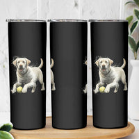 Cute Yellow Labrador Retriever With Tennis Ball Skinny Tumbler - Wonder Print Shop