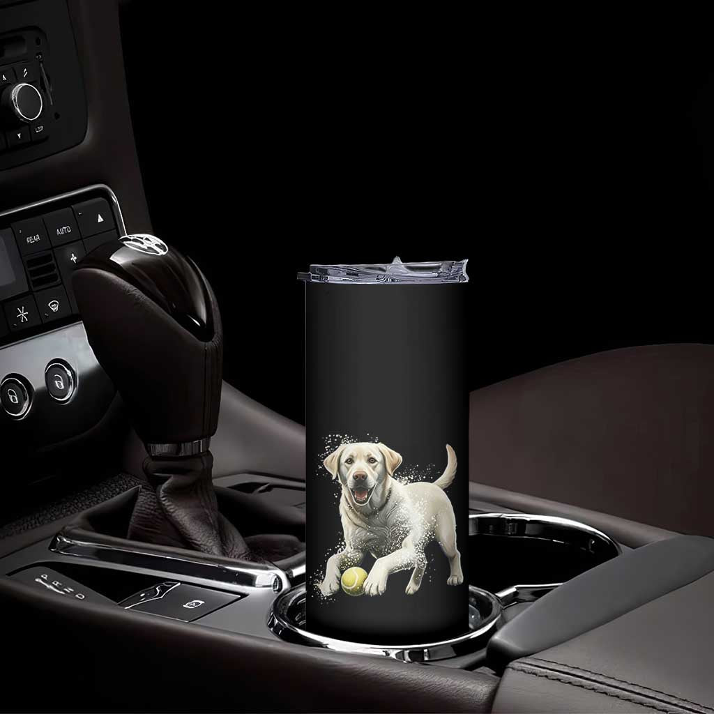 Cute Yellow Labrador Retriever With Tennis Ball Skinny Tumbler - Wonder Print Shop