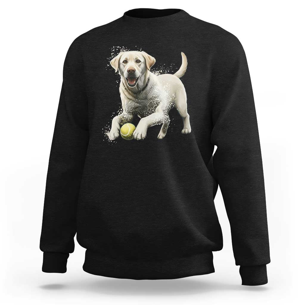 Cute Yellow Labrador Retriever With Tennis Ball Sweatshirt - Wonder Print Shop