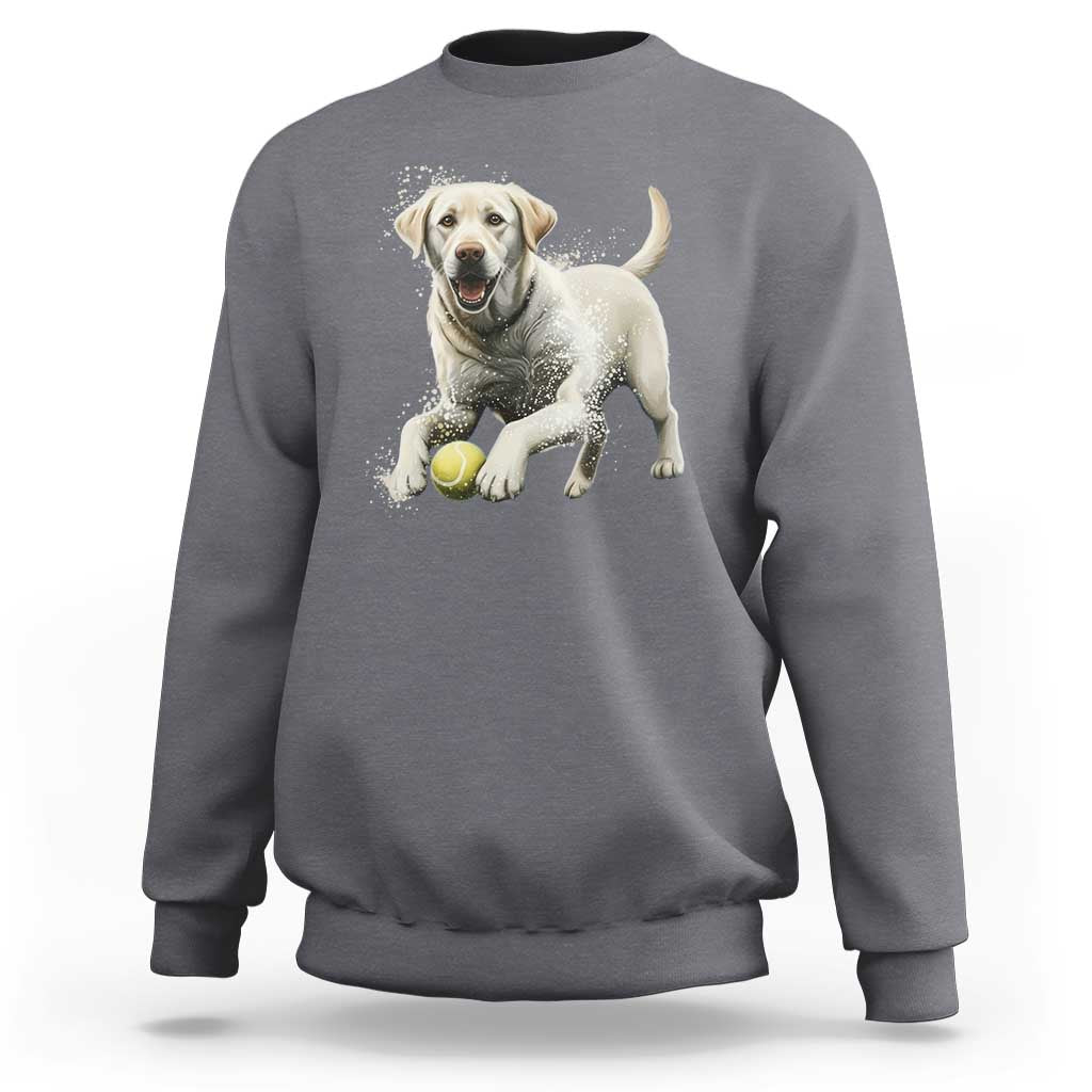 Cute Yellow Labrador Retriever With Tennis Ball Sweatshirt - Wonder Print Shop