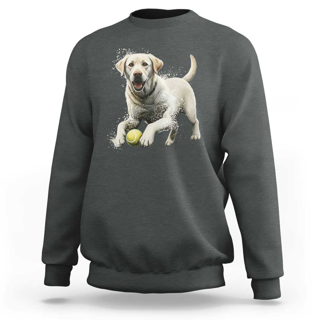 Cute Yellow Labrador Retriever With Tennis Ball Sweatshirt - Wonder Print Shop