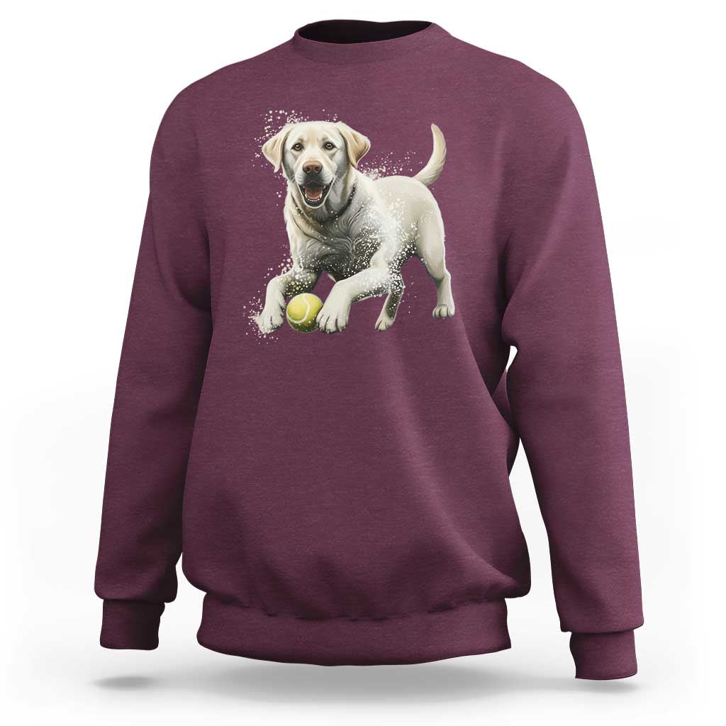 Cute Yellow Labrador Retriever With Tennis Ball Sweatshirt - Wonder Print Shop