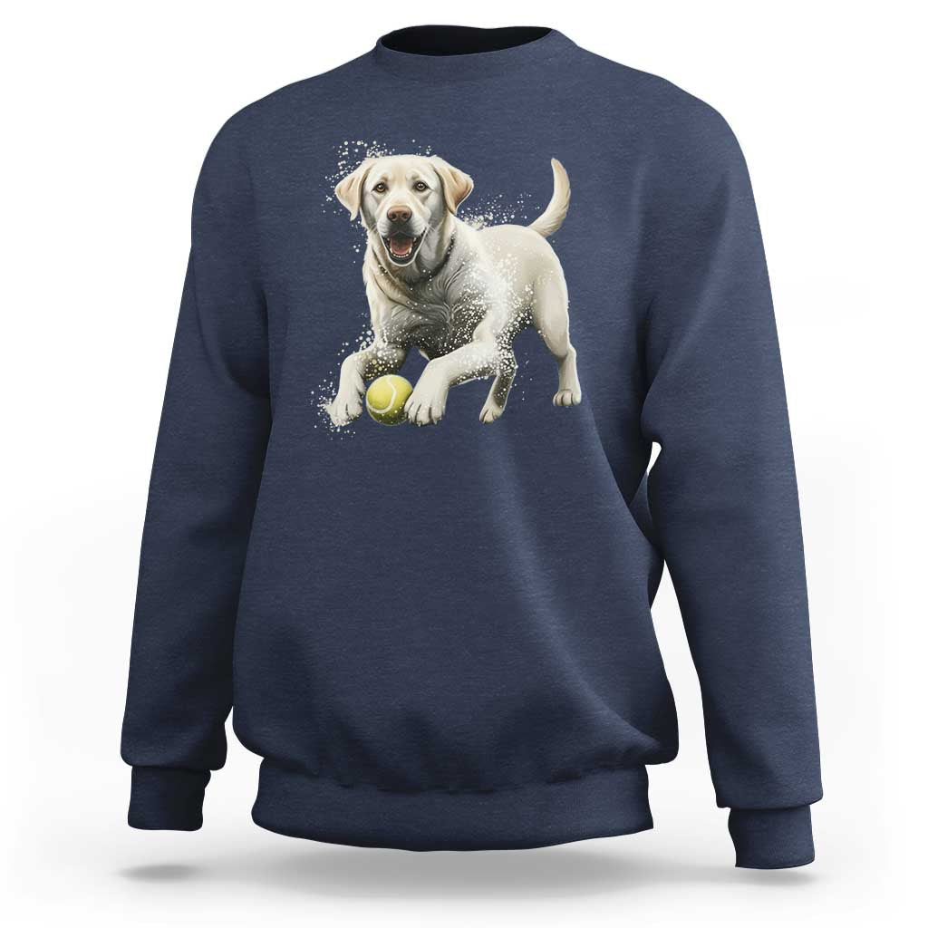 Cute Yellow Labrador Retriever With Tennis Ball Sweatshirt - Wonder Print Shop
