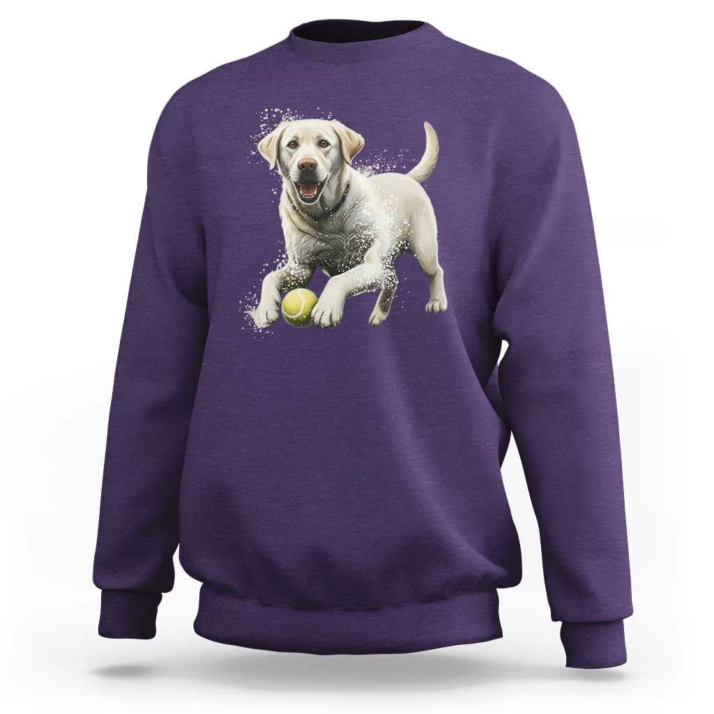Cute Yellow Labrador Retriever With Tennis Ball Sweatshirt - Wonder Print Shop