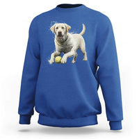 Cute Yellow Labrador Retriever With Tennis Ball Sweatshirt - Wonder Print Shop