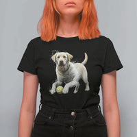Cute Yellow Labrador Retriever With Tennis Ball T Shirt For Women - Wonder Print Shop