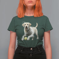 Cute Yellow Labrador Retriever With Tennis Ball T Shirt For Women - Wonder Print Shop