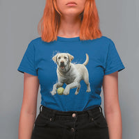 Cute Yellow Labrador Retriever With Tennis Ball T Shirt For Women - Wonder Print Shop