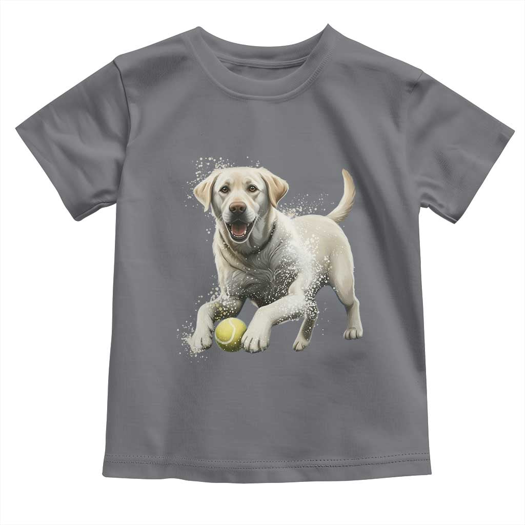 Cute Yellow Labrador Retriever With Tennis Ball Toddler T Shirt - Wonder Print Shop