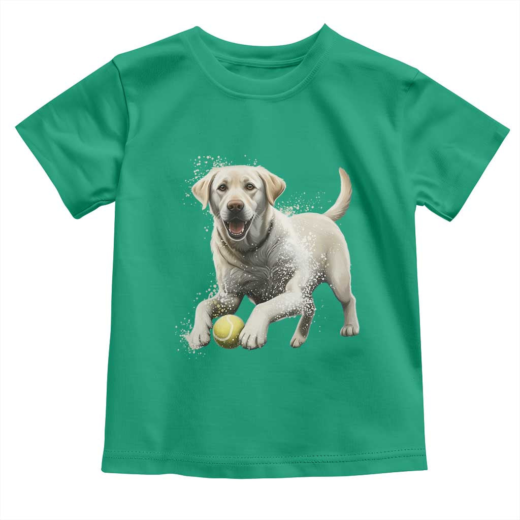 Cute Yellow Labrador Retriever With Tennis Ball Toddler T Shirt - Wonder Print Shop