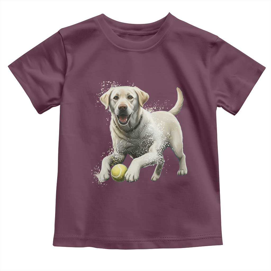 Cute Yellow Labrador Retriever With Tennis Ball Toddler T Shirt - Wonder Print Shop