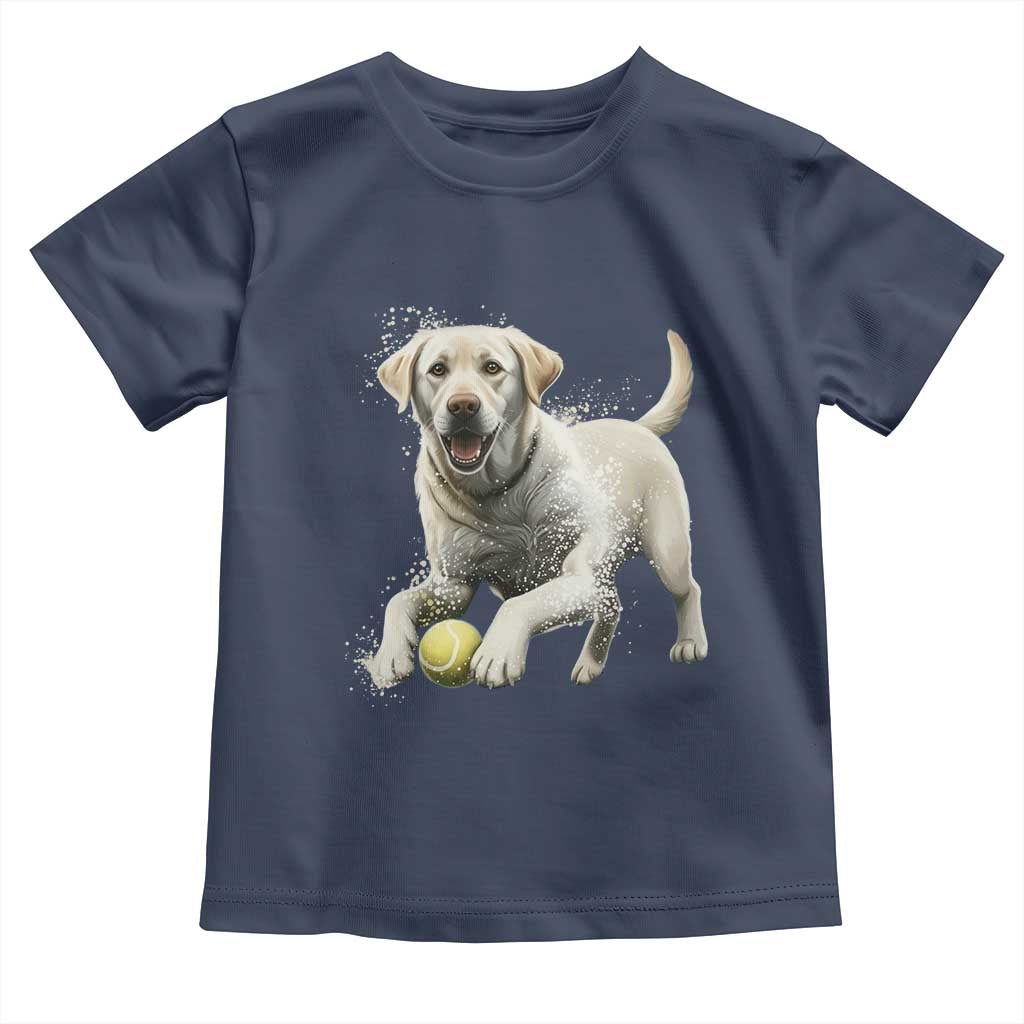 Cute Yellow Labrador Retriever With Tennis Ball Toddler T Shirt - Wonder Print Shop