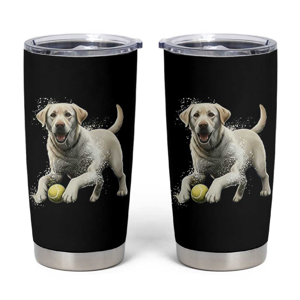Cute Yellow Labrador Retriever With Tennis Ball Tumbler Cup - Wonder Print Shop
