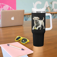Cute Yellow Labrador Retriever With Tennis Ball Tumbler With Handle - Wonder Print Shop