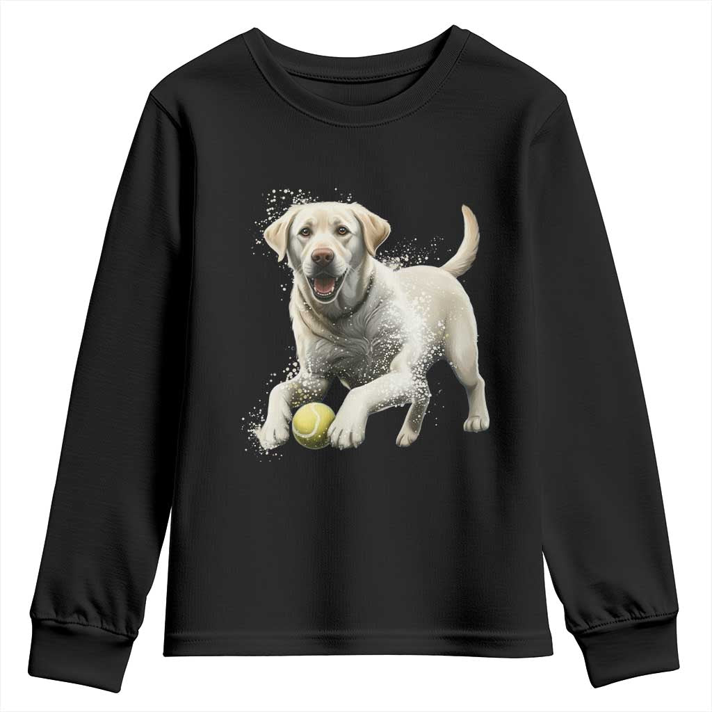 Cute Yellow Labrador Retriever With Tennis Ball Youth Sweatshirt - Wonder Print Shop
