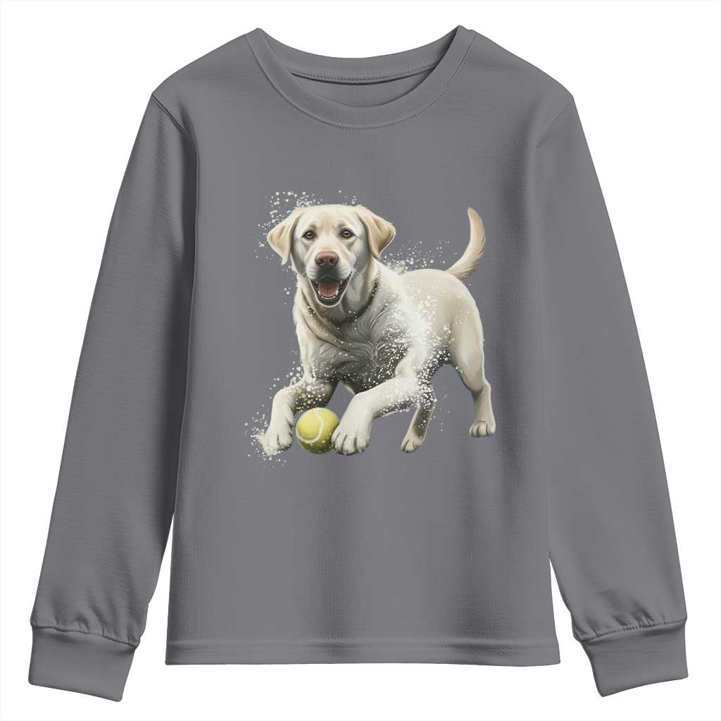 Cute Yellow Labrador Retriever With Tennis Ball Youth Sweatshirt - Wonder Print Shop