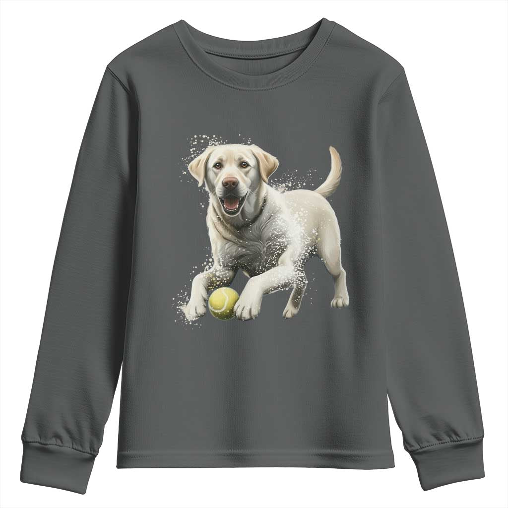Cute Yellow Labrador Retriever With Tennis Ball Youth Sweatshirt - Wonder Print Shop