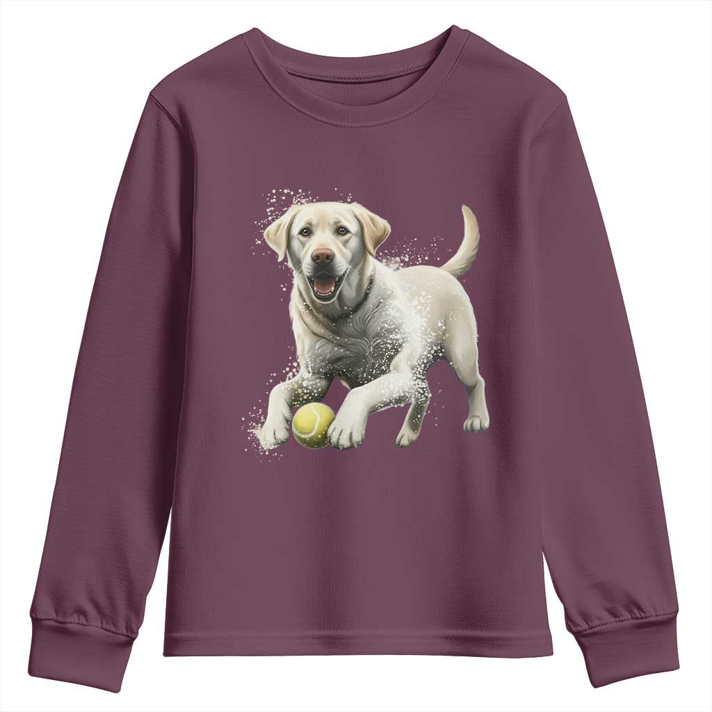 Cute Yellow Labrador Retriever With Tennis Ball Youth Sweatshirt - Wonder Print Shop