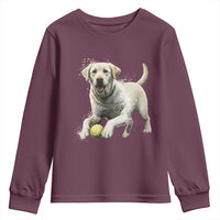 Cute Yellow Labrador Retriever With Tennis Ball Youth Sweatshirt - Wonder Print Shop
