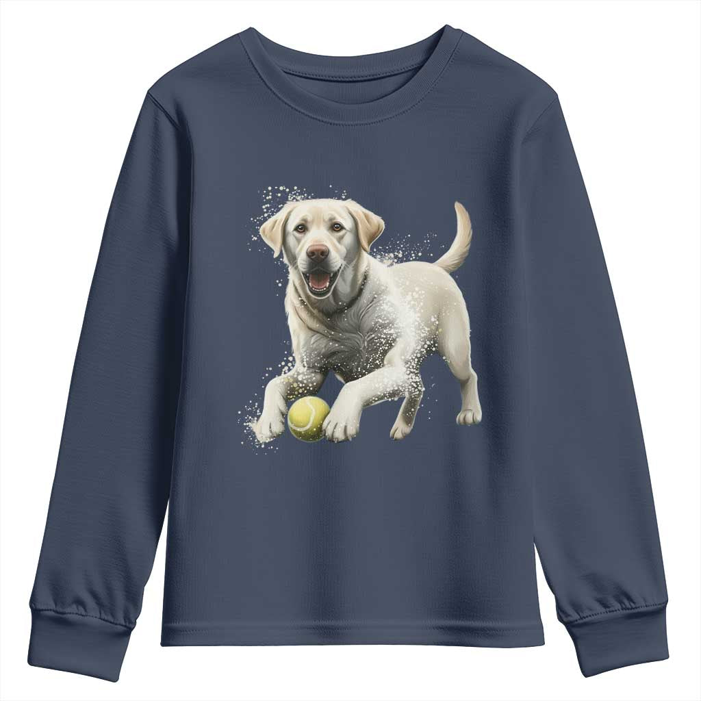 Cute Yellow Labrador Retriever With Tennis Ball Youth Sweatshirt - Wonder Print Shop