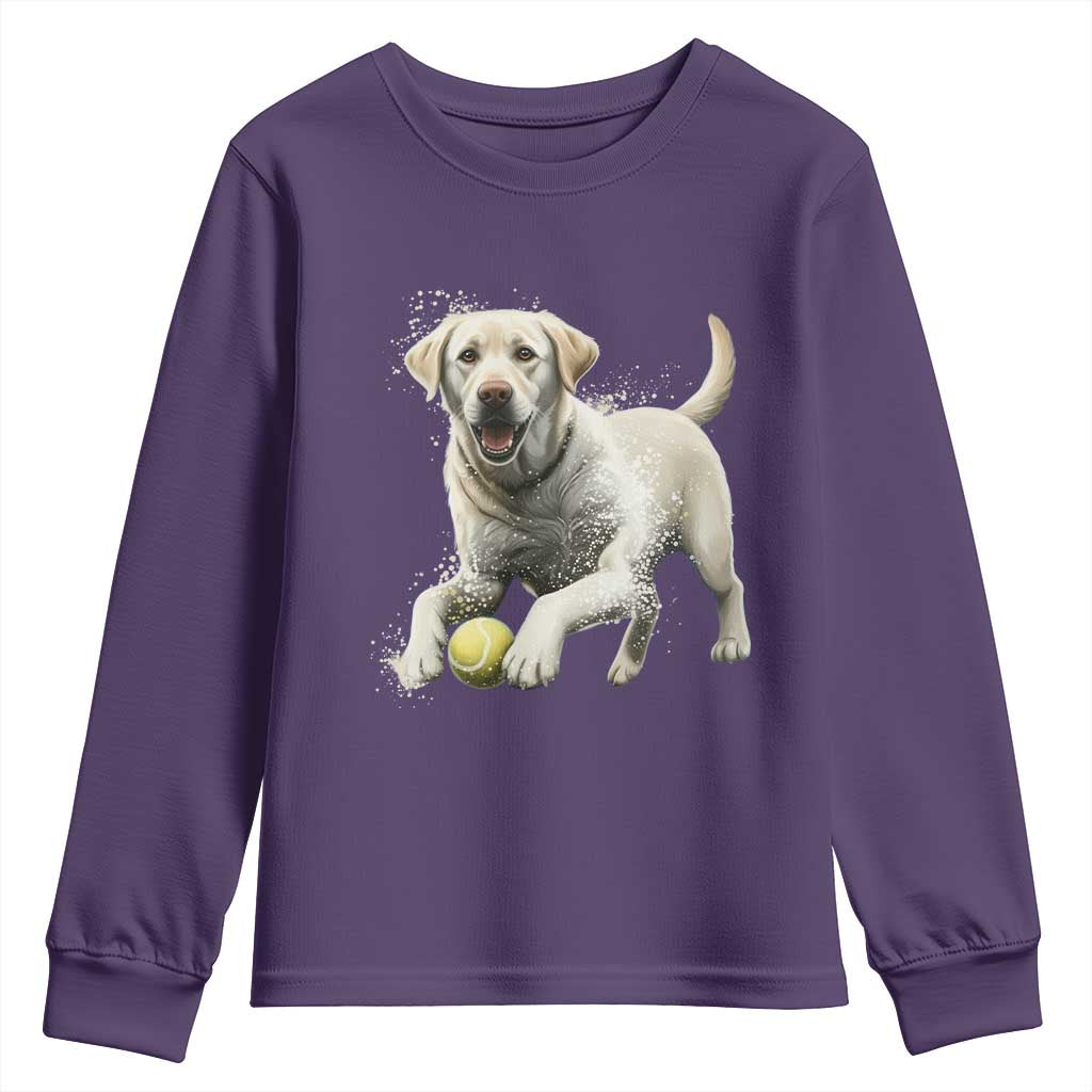 Cute Yellow Labrador Retriever With Tennis Ball Youth Sweatshirt - Wonder Print Shop