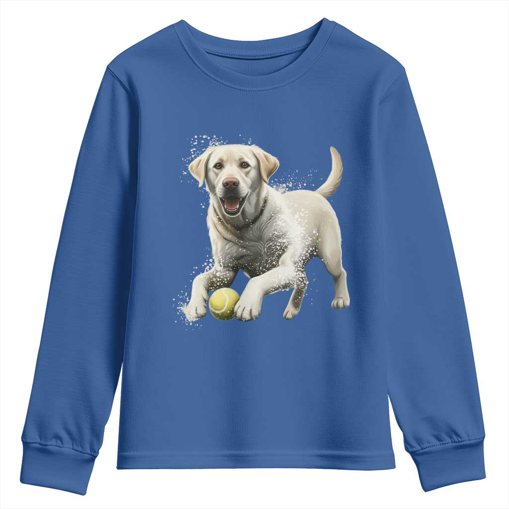 Cute Yellow Labrador Retriever With Tennis Ball Youth Sweatshirt - Wonder Print Shop