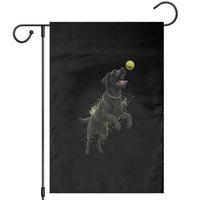 Playful Black Labrador Fetching Chasing Tennis Ball Garden Flag - Wonder Print Shop