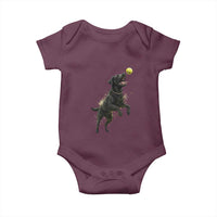 Playful Black Labrador Fetching Chasing Tennis Ball Baby Onesie - Wonder Print Shop