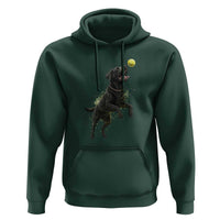 Playful Black Labrador Fetching Chasing Tennis Ball Hoodie - Wonder Print Shop