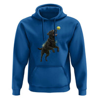Playful Black Labrador Fetching Chasing Tennis Ball Hoodie - Wonder Print Shop
