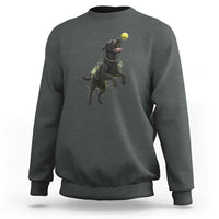 Playful Black Labrador Fetching Chasing Tennis Ball Sweatshirt - Wonder Print Shop