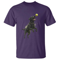 Playful Black Labrador Fetching Chasing Tennis Ball T Shirt - Wonder Print Shop