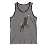 Playful Black Labrador Fetching Chasing Tennis Ball Tank Top - Wonder Print Shop