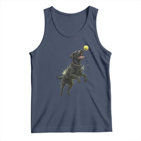 Playful Black Labrador Fetching Chasing Tennis Ball Tank Top - Wonder Print Shop