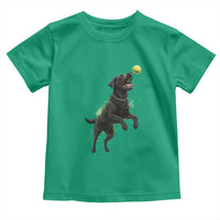 Playful Black Labrador Fetching Chasing Tennis Ball Toddler T Shirt - Wonder Print Shop