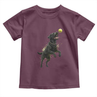 Playful Black Labrador Fetching Chasing Tennis Ball Toddler T Shirt - Wonder Print Shop