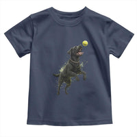 Playful Black Labrador Fetching Chasing Tennis Ball Toddler T Shirt - Wonder Print Shop