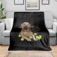 Funny Labrador Dog Playing Tennis Ball Throw Blanket Pet Lover Gift - Wonder Print Shop