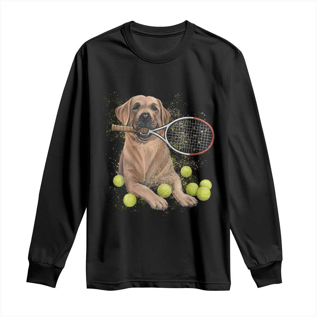 Funny Labrador Dog Playing Tennis Ball Long Sleeve Shirt Pet Lover Gift - Wonder Print Shop