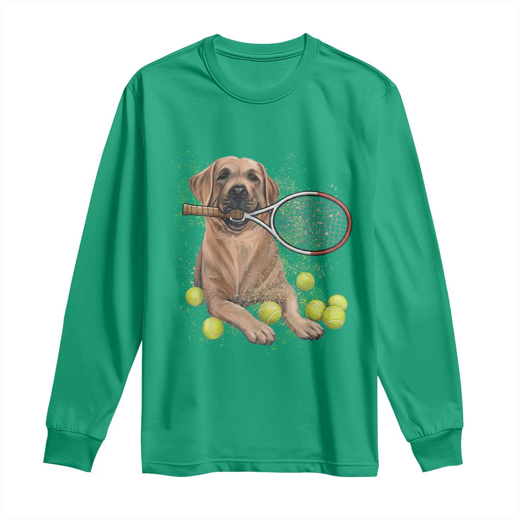 Funny Labrador Dog Playing Tennis Ball Long Sleeve Shirt Pet Lover Gift - Wonder Print Shop