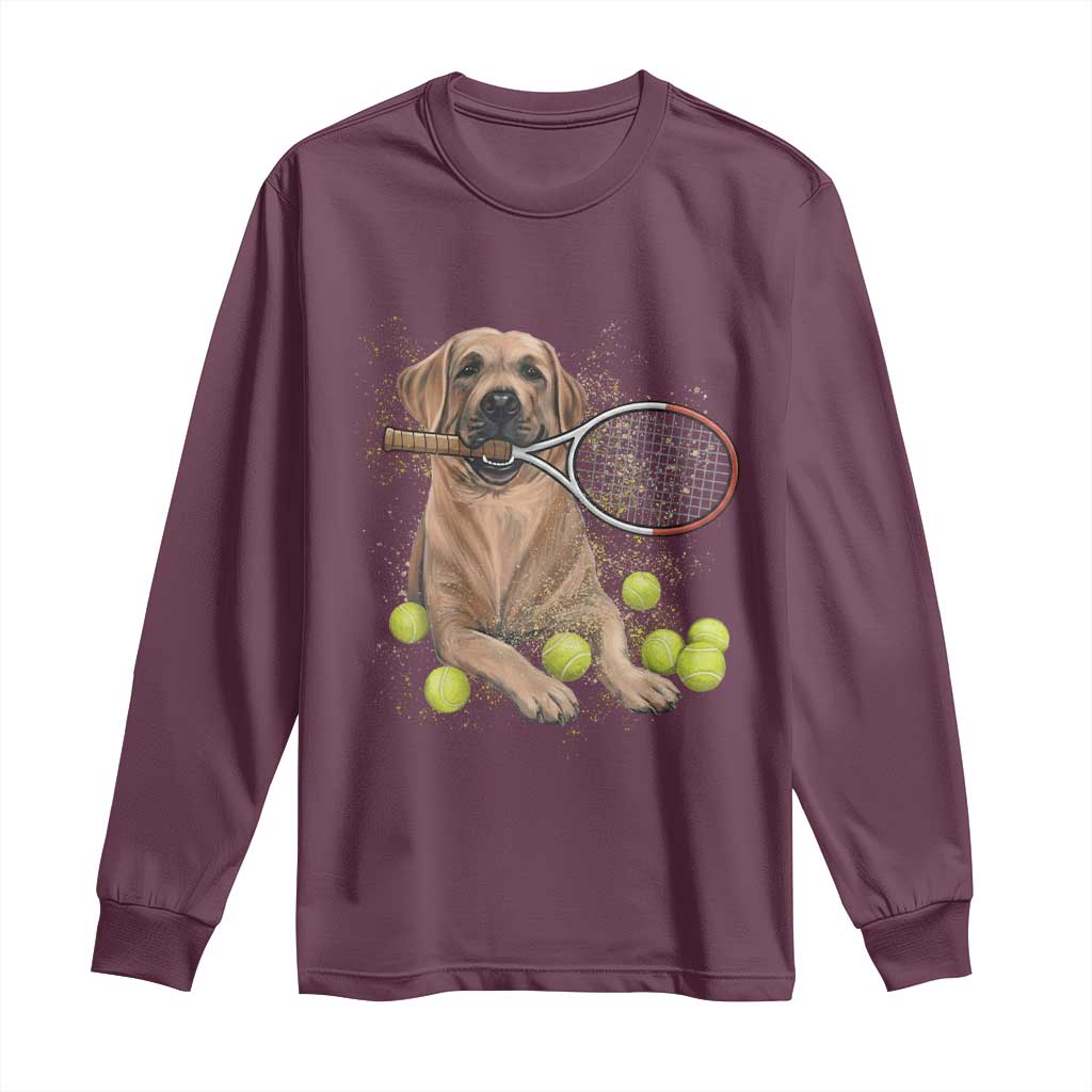 Funny Labrador Dog Playing Tennis Ball Long Sleeve Shirt Pet Lover Gift - Wonder Print Shop