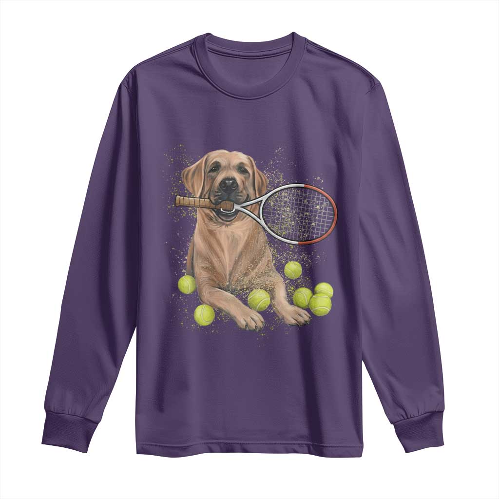 Funny Labrador Dog Playing Tennis Ball Long Sleeve Shirt Pet Lover Gift - Wonder Print Shop