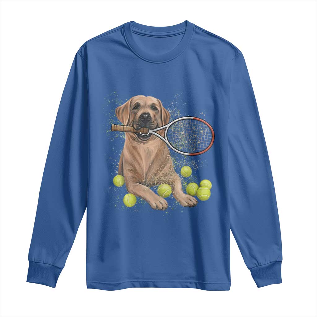 Funny Labrador Dog Playing Tennis Ball Long Sleeve Shirt Pet Lover Gift - Wonder Print Shop